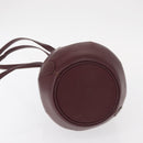 CARTIER Must Line Shoulder Bag Leather Bordeaux Gold Auth BA7848-5