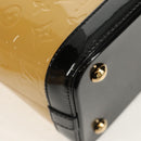 LOUIS VUITTON Monogram Vernis Lockit PM Tote Bag Beige Black M90251 Auth BA7933M-16