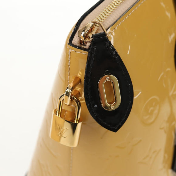 LOUIS VUITTON Monogram Vernis Lockit PM Tote Bag Beige Black M90251 Auth BA7933M
