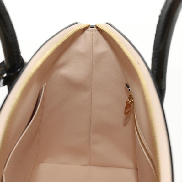 LOUIS VUITTON Monogram Vernis Lockit PM Tote Bag Beige Black M90251 Auth BA7933M