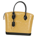 LOUIS VUITTON Monogram Vernis Lockit PM Tote Bag Beige Black M90251 Auth BA7933M-13