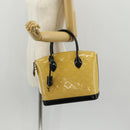LOUIS VUITTON Monogram Vernis Lockit PM Tote Bag Beige Black M90251 Auth BA7933M-25