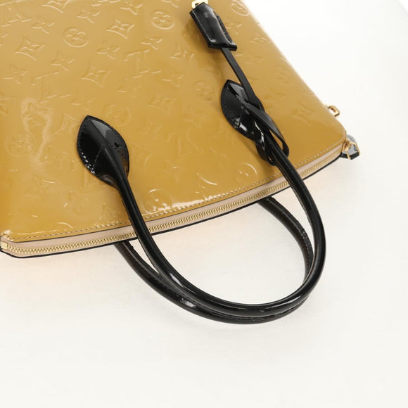 LOUIS VUITTON Monogram Vernis Lockit PM Tote Bag Beige Black M90251 Auth BA7933M