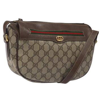 GUCCI GG Supreme Web Sherry Line Bag PVC Beige Gold 001 58 0918 Auth BA794