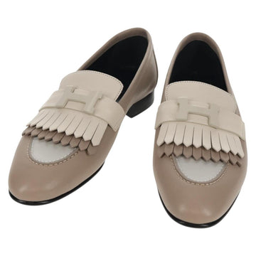 HERMES Moccasin Royale Shoes Leather Beige Auth BA7957M