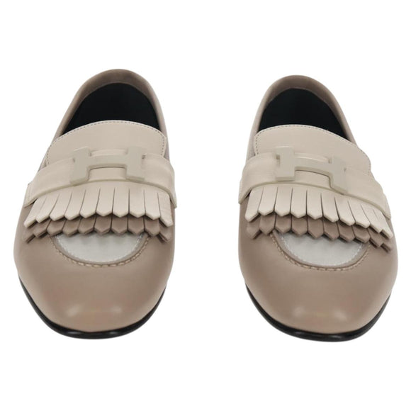 HERMES Moccasin Royale Shoes Leather Beige Auth BA7957M