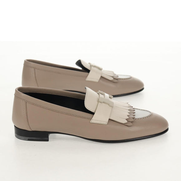 HERMES Moccasin Royale Shoes Leather Beige Auth BA7957M