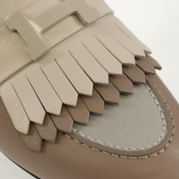 HERMES Moccasin Royale Shoes Leather Beige Auth BA7957M