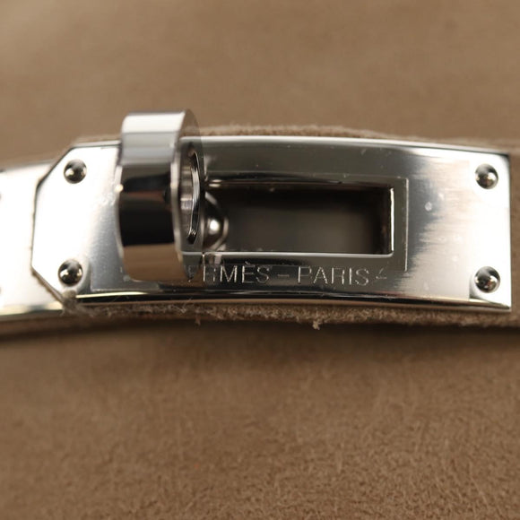 HERMES Destan Kelly Buckle Loafers Shoes Suede Beige Auth BA7958M