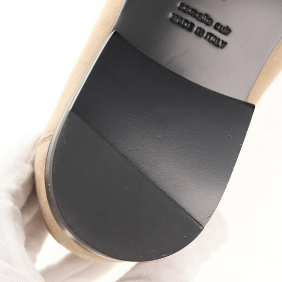 HERMES Destan Kelly Buckle Loafers Shoes Suede Beige Auth BA7958M