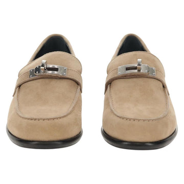 HERMES Destan Kelly Buckle Loafers Shoes Suede Beige Auth BA7958M - 0