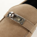 HERMES Destan Kelly Buckle Loafers Shoes Suede Beige Auth BA7958M-8