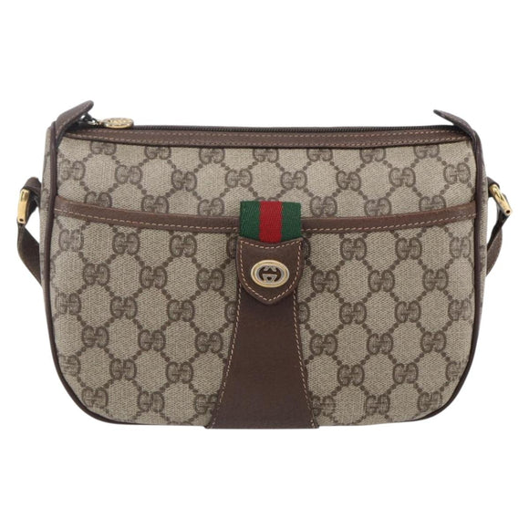 GUCCI GG Supreme Web Sherry Line Bag PVC Beige Gold 89 02 032 Auth BA7961