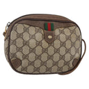 GUCCI GG Supreme Web Sherry Line Bag PVC Beige Gold 156 02 066 Auth BA7963-1