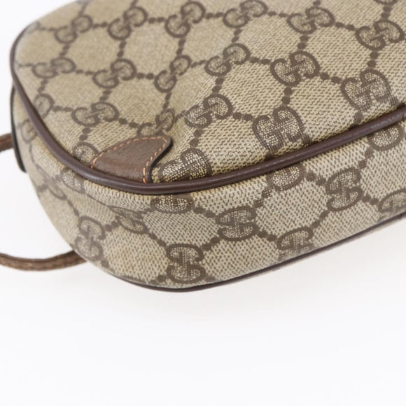 GUCCI GG Supreme Web Sherry Line Bag PVC Beige Gold 156 02 066 Auth BA7963