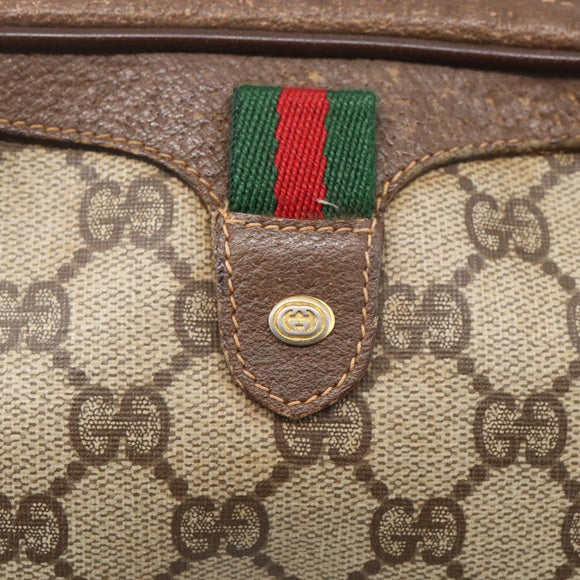 GUCCI GG Supreme Web Sherry Line Bag PVC Beige Gold 156 02 066 Auth BA7963