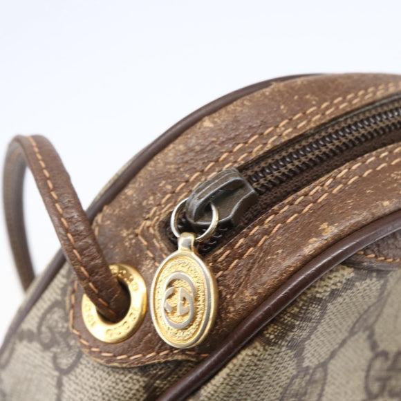 GUCCI GG Supreme Web Sherry Line Bag PVC Beige Gold 156 02 066 Auth BA7963