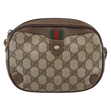 GUCCI GG Supreme Web Sherry Line Bag PVC Beige Gold 156 02 066 Auth BA7963 - 0