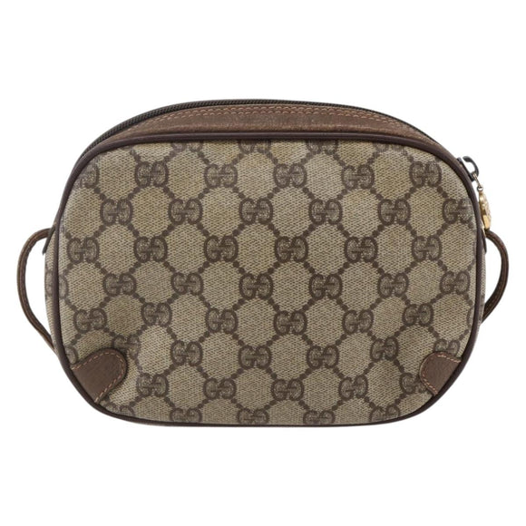GUCCI GG Supreme Web Sherry Line Bag PVC Beige Gold 156 02 066 Auth BA7963