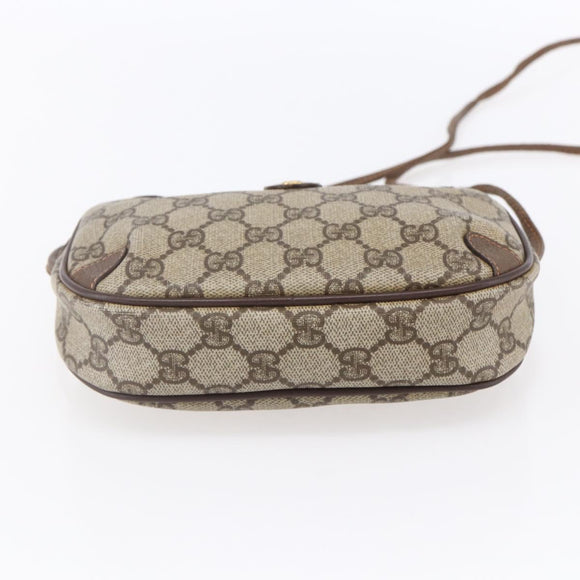 GUCCI GG Supreme Web Sherry Line Bag PVC Beige Gold 156 02 066 Auth BA7963