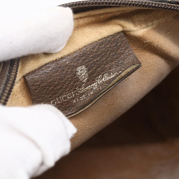 GUCCI GG Supreme Web Sherry Line Clutch Bag PVC Beige Gold 63 01 012 Auth BA7964