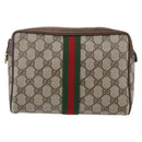 GUCCI GG Supreme Web Sherry Line Clutch Bag PVC Beige Gold 63 01 012 Auth BA7964-13