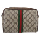 GUCCI GG Supreme Web Sherry Line Clutch Bag PVC Beige Gold 63 01 012 Auth BA7964-2