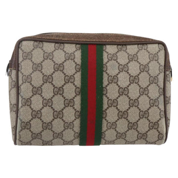 GUCCI GG Supreme Web Sherry Line Clutch Bag PVC Beige Gold 63 01 012 Auth BA7964 - 0