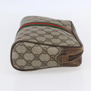 GUCCI GG Supreme Web Sherry Line Clutch Bag PVC Beige Gold 63 01 012 Auth BA7964-4