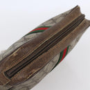 GUCCI GG Supreme Web Sherry Line Clutch Bag PVC Beige Gold 63 01 012 Auth BA7964-5