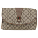 GUCCI GG Supreme Web Sherry Line Clutch Bag PVC Beige Gold 89 01 031 Auth BA7966-13