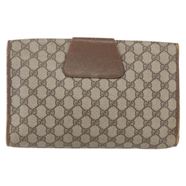 GUCCI GG Supreme Web Sherry Line Clutch Bag PVC Beige Gold 89 01 031 Auth BA7966 - 0