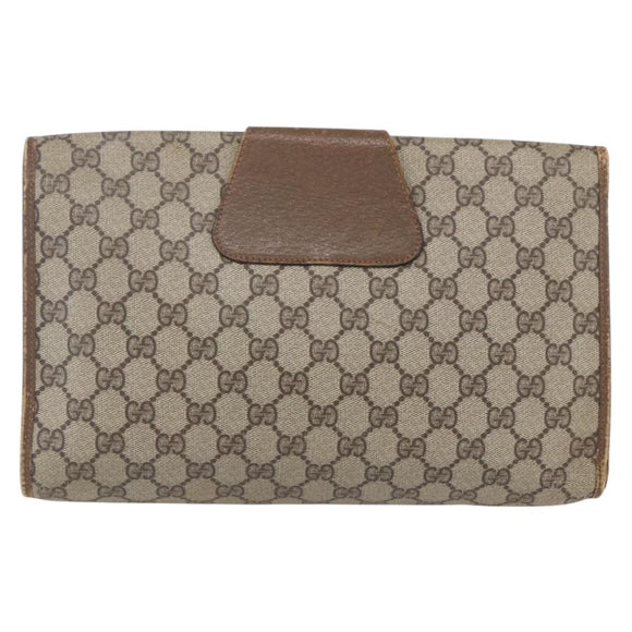 GUCCI GG Supreme Web Sherry Line Clutch Bag PVC Beige Gold 89 01 031 Auth BA7966