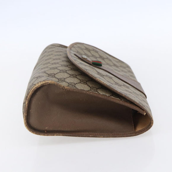 GUCCI GG Supreme Web Sherry Line Clutch Bag PVC Beige Gold 89 01 031 Auth BA7966