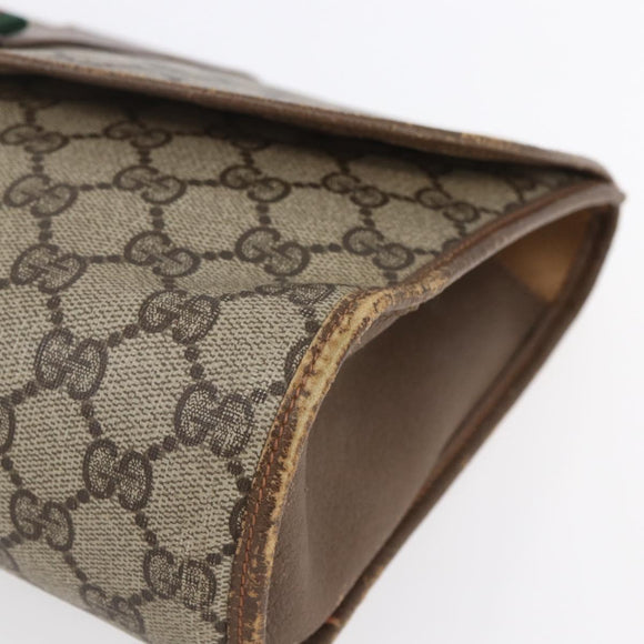 GUCCI GG Supreme Web Sherry Line Clutch Bag PVC Beige Gold 89 01 031 Auth BA7966