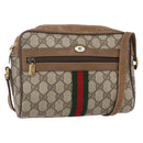 GUCCI GG Supreme Web Sherry Line Bag PVC Beige Gold 98 02 004 Auth BA7967-1
