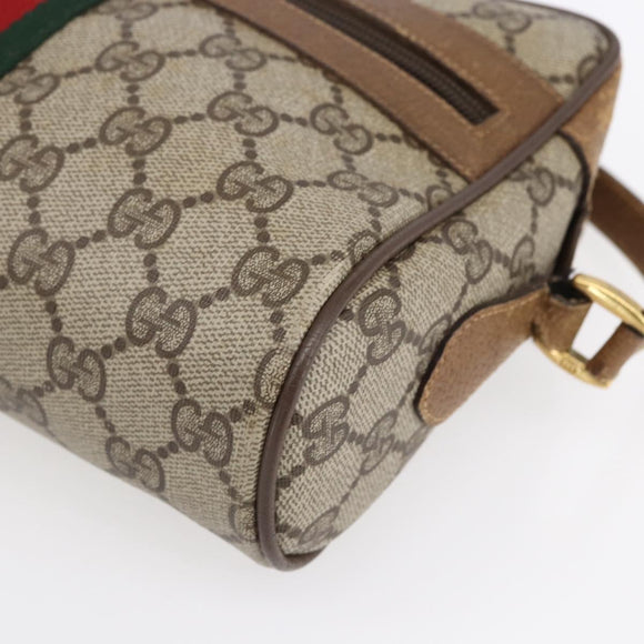 GUCCI GG Supreme Web Sherry Line Bag PVC Beige Gold 98 02 004 Auth BA7967