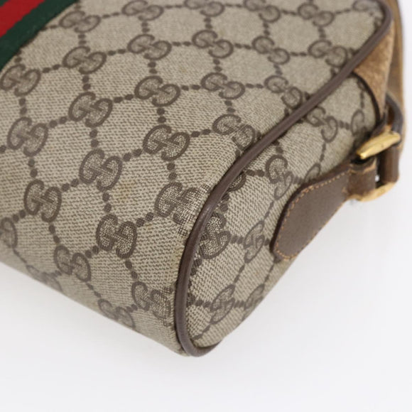 GUCCI GG Supreme Web Sherry Line Bag PVC Beige Gold 98 02 004 Auth BA7967