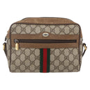 GUCCI GG Supreme Web Sherry Line Bag PVC Beige Gold 98 02 004 Auth BA7967-13