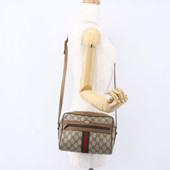 GUCCI GG Supreme Web Sherry Line Bag PVC Beige Gold 98 02 004 Auth BA7967