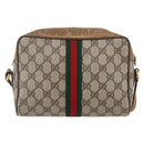 GUCCI GG Supreme Web Sherry Line Bag PVC Beige Gold 98 02 004 Auth BA7967-2