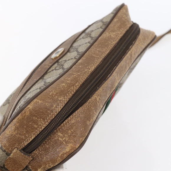 GUCCI GG Supreme Web Sherry Line Bag PVC Beige Gold 98 02 004 Auth BA7967