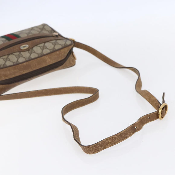 GUCCI GG Supreme Web Sherry Line Bag PVC Beige Gold 98 02 004 Auth BA7967