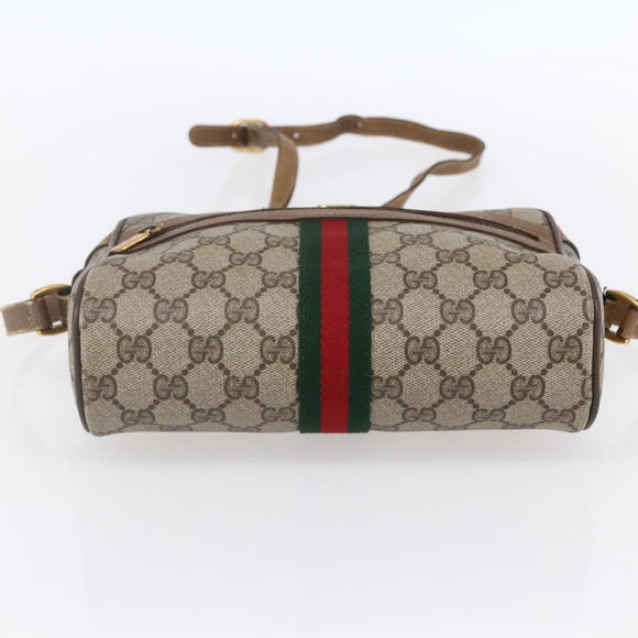 GUCCI GG Supreme Web Sherry Line Bag PVC Beige Gold 98 02 004 Auth BA7967