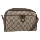 GUCCI GG Supreme Web Sherry Line Bag PVC Beige Gold 116 02 089 Auth BA7968-1