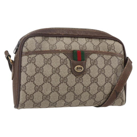 GUCCI GG Supreme Web Sherry Line Bag PVC Beige Gold 116 02 089 Auth BA7968