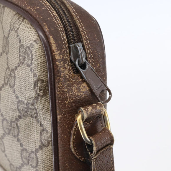 GUCCI GG Supreme Web Sherry Line Bag PVC Beige Gold 116 02 089 Auth BA7968