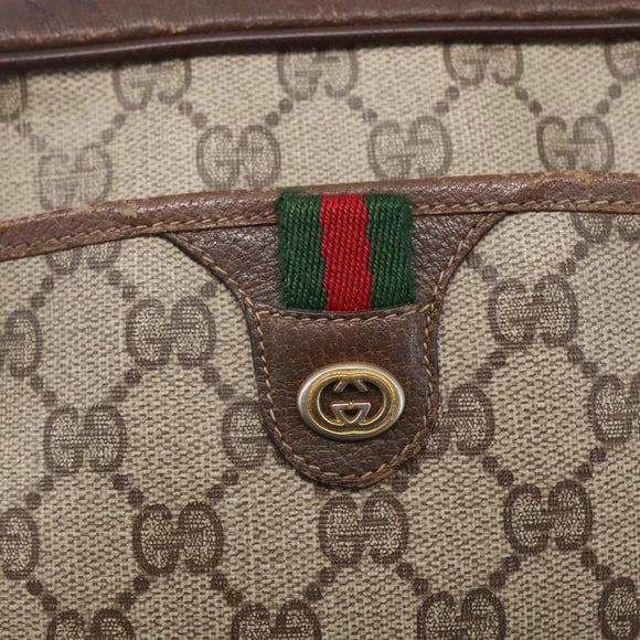 GUCCI GG Supreme Web Sherry Line Bag PVC Beige Gold 116 02 089 Auth BA7968