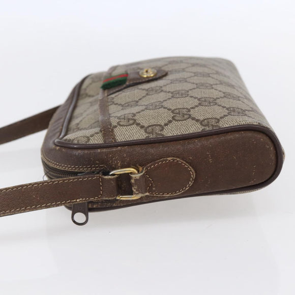 GUCCI GG Supreme Web Sherry Line Bag PVC Beige Gold 116 02 089 Auth BA7968