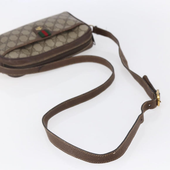 GUCCI GG Supreme Web Sherry Line Bag PVC Beige Gold 116 02 089 Auth BA7968